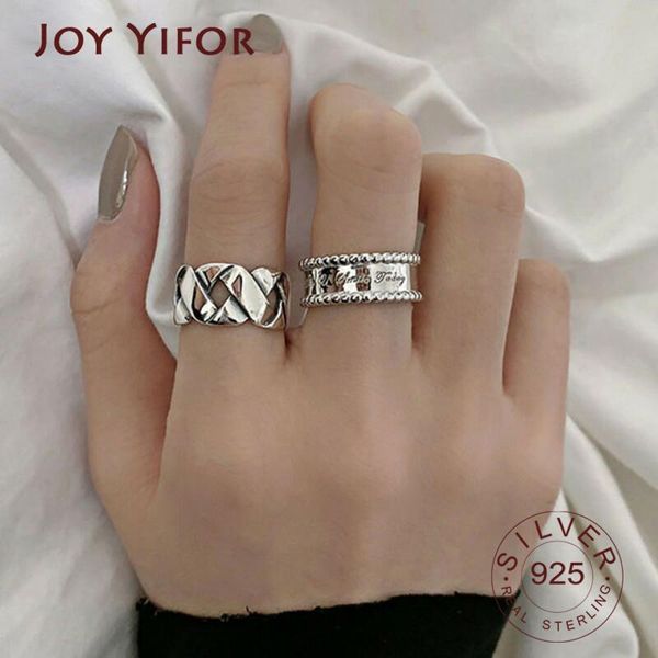 

sterling silver party rings for women vintage weaving geometric handmade punk hiphop jewelry gifts cluster, Golden;silver