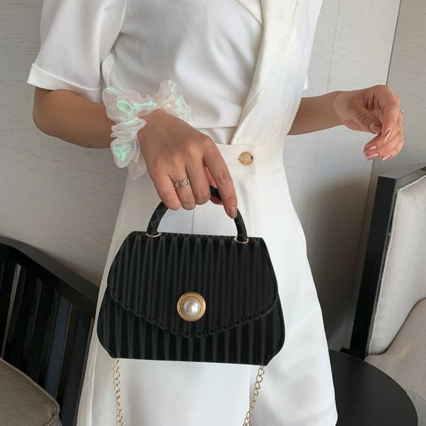 

cute little women korean hand-held suede one shoulder cross small square chain strap versatile pearl bag