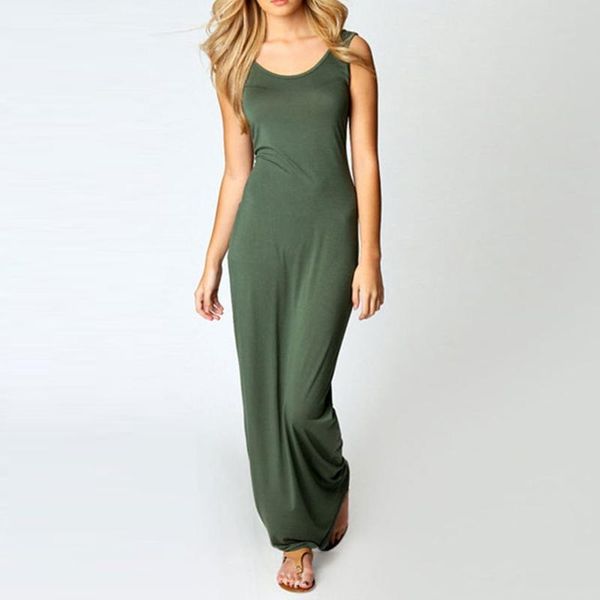 

casual dresses summer vest slip dress female fashionable elegant simple solid color party temperament beautiful slim maxi sleeveless, Black;gray