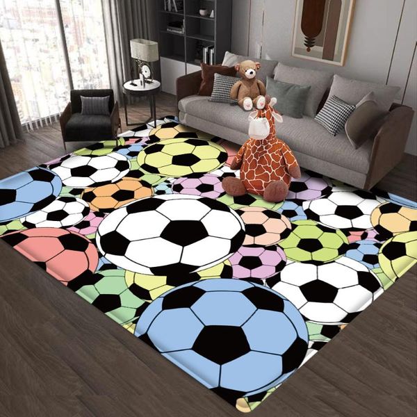 Teppiche Cartoon Kinder Fußballmuster Teppich Kinder Teppich Mat Flanell Fußball für Babyspiel im Wohnzimmer der Kinder