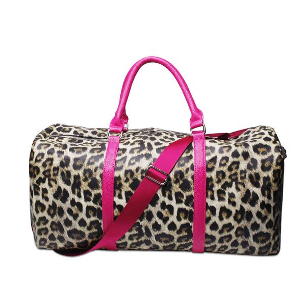 

factory wholesale 2021 new popular leopard camouflage travel luggage hand bag pu handle shoulder strap mississippi