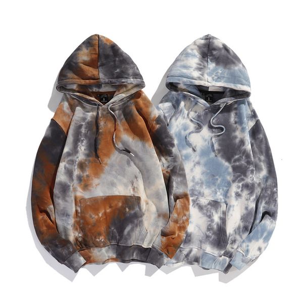 

men's hoodies & sweatshirts large male streetwear tie dye gradient high street style hip hop couple loose women's hoodie wcqj, Black