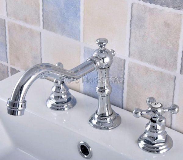 

chrome deck mount widespread brass bathroom basin mixer tap dual handle cold and water vessel sink taps lnf532 faucets1