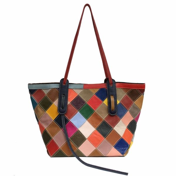 

genuine leather large tote bags color spell cow leather women shoulder bag