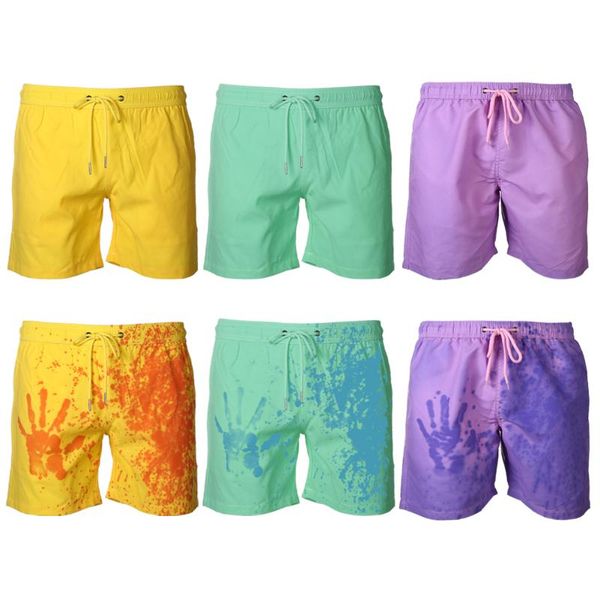 

men's swimwear summer men swimming surfing quick dry change color beach shorts drawstring drying bathing short pants