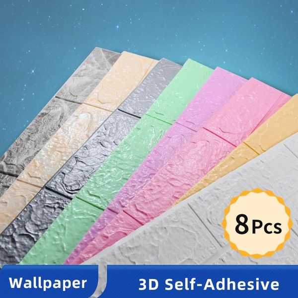 

wallpapers 3d self-adhesive foam brick wallpaper 8pcs/lot diy decor waterproof wall stickers for living room bedroom background