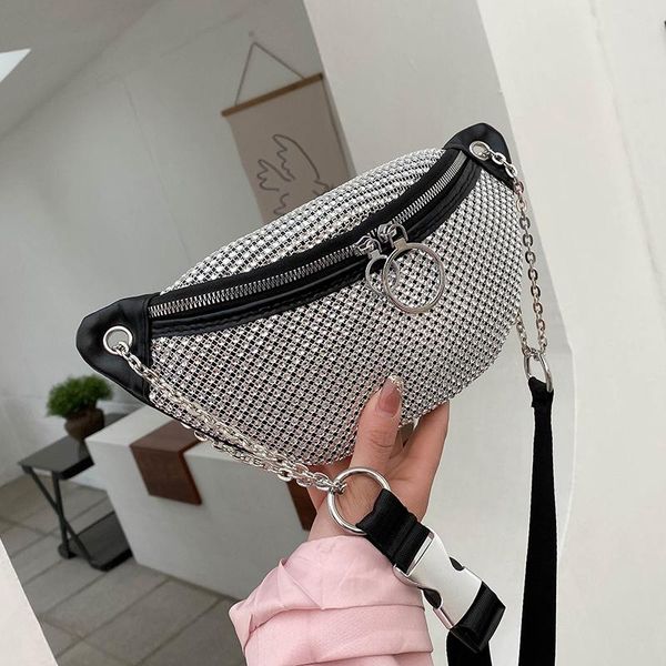 

niche design bag female 2021 fashion bright diamond crossbody chest waist shoulder width: 29cm bags