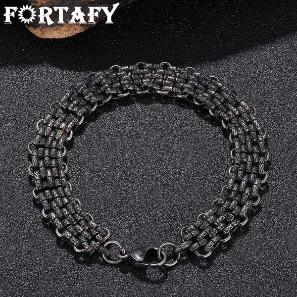 

link, chain fortafy stainless steel vintage bracelet men black link retro male fashion jewelry accessories christmas gift frgs0067