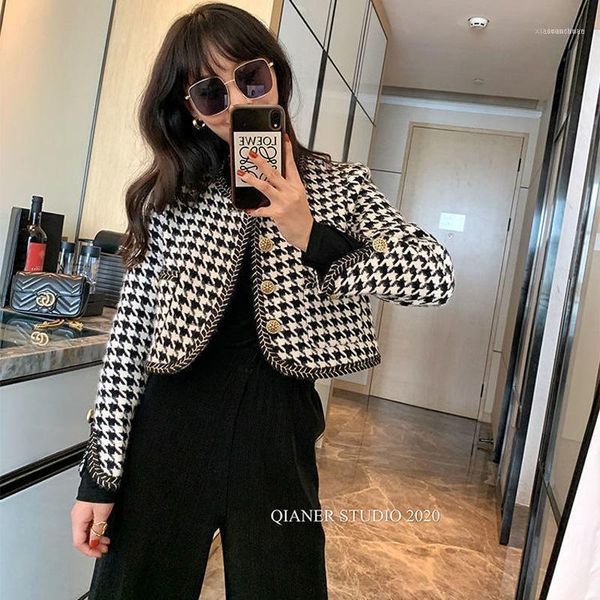 

women's jackets classic women plaid short coat female vintage jacket1, Black;brown