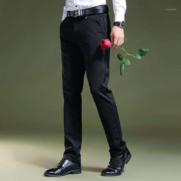 

men's pants 2021 spring casual korean slim fashion straight business, Black