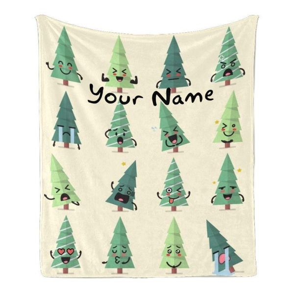 

blankets custom blanket with name text,personalized christmas tree funny cartoon super soft fleece throw for couch sofa