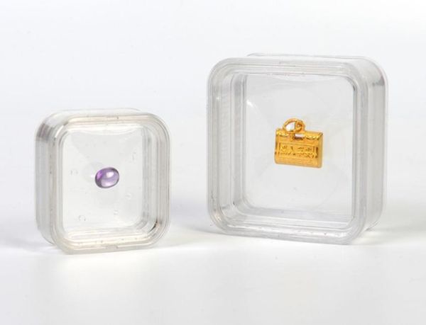 

storage bottles & jars 960pcs/lot 40*40*18mm pet membrane stand holder clear floating display case earring gems ring jewelry suspension pack