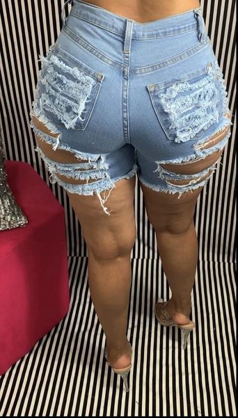 

sale womens shorts high waist ripped denim for women fashion stretch jeans trendy skinny s 2xl drop, White;black