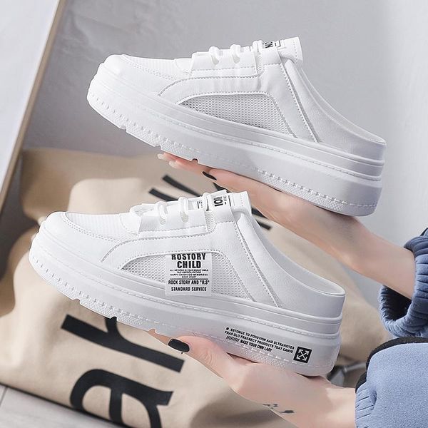 

slippers women shoes 2021 the fashion all-match summer casual breathable hollow walk ladies flat platform, Black