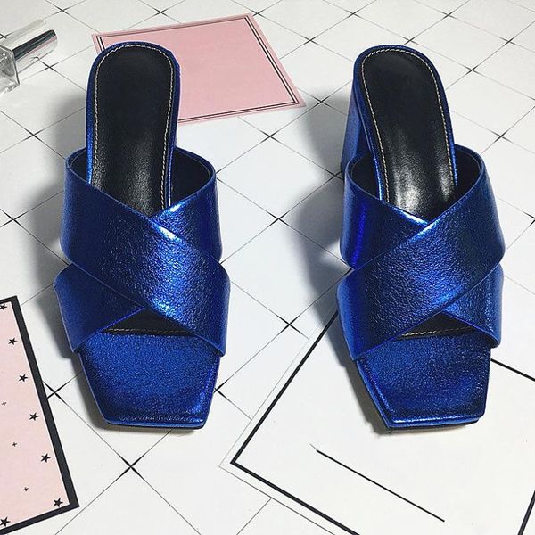 

slippers 2021 fashion ladies cross belt thick heel square toe open flip flop comfortable leisure trendy shoes, Black