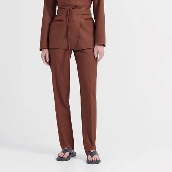 

women's pants & capris [ewq]korea chic fashion trend women high waist solid color leisure commuting straight long suit autumn 2021 16w1, Black;white