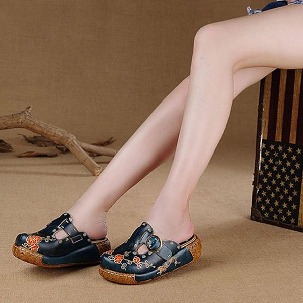 

slippers 2021 summer female sandals wholesale casual ladies sponge cake with national wind leather wedge, Black