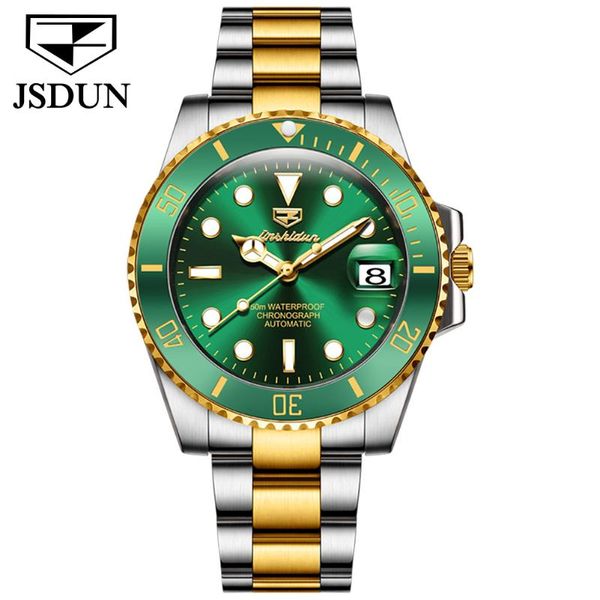 

wristwatches 2021 jsdun watch for men nh36a movement automatic luxury sapphire deep waterproof luminous mechanical, Slivery;brown
