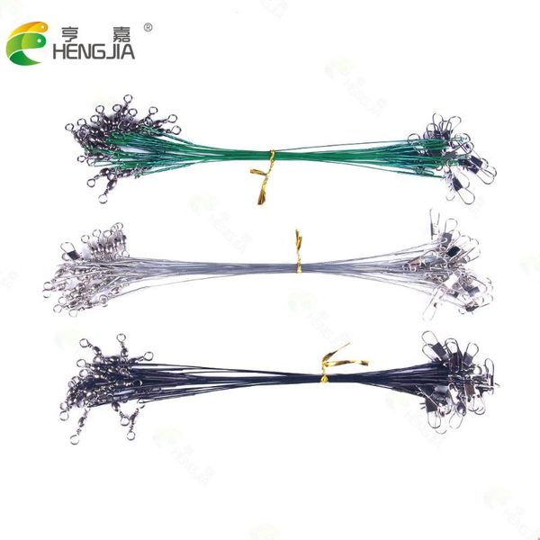 

anti bite steel fishing line wire leader with swivel accessory lead core leash 15 20cm silver braid