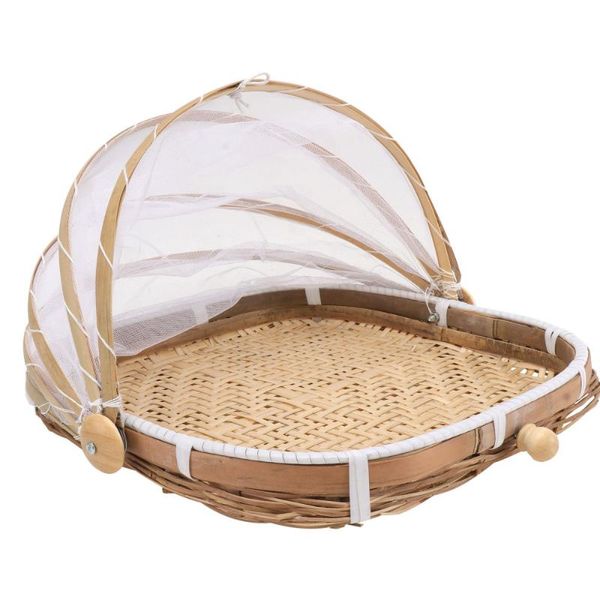 

storage baskets 1pc bamboo basket anti- household food drying dustpan gift (khaki)