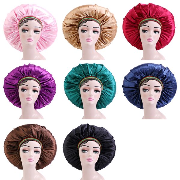 Büyük Boy Bohemian Saten Stretchy Bant Bonnet Kadınlar Için Etnik Tarzı Güzellik Gece Uyku Kap Saç CCARE Kemo Kap Yumuşak Headcover