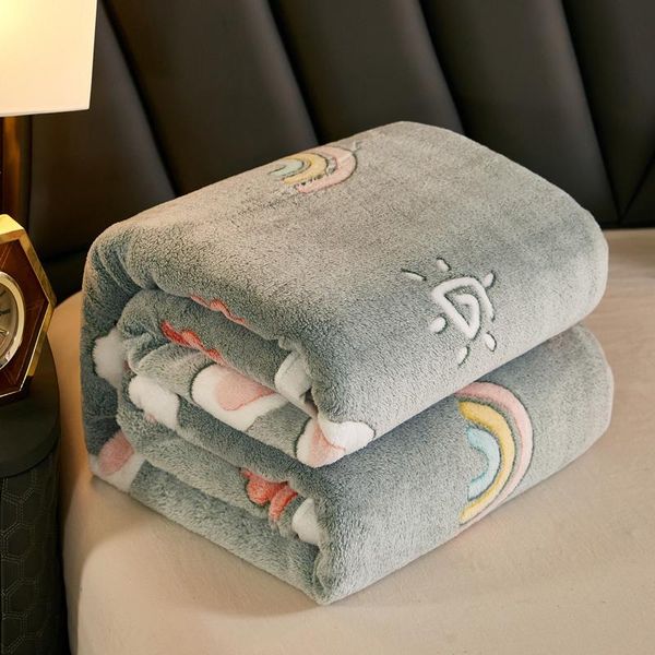 

blankets 2021 solid flannel blanket coral fleece bedspread portable woolen sherpa weighted travel