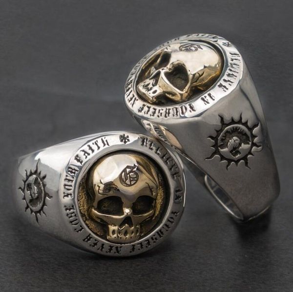 

love ring metal punk gothic skull men biker jewelry, Slivery;golden