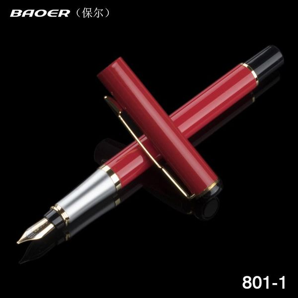 

unique design fountain pen baoer 801 stainless steel silver nib ink pens