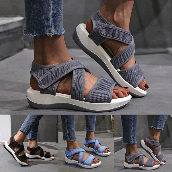 

sandals women's sport fashion shoes for ladies casual hook&loop mesh outer wear sports beach outdoor zapatos, Black