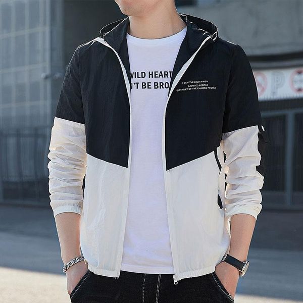 

men's jackets 2021 vice marshal's summer leisure slanting pocket sports youth thin breathable skin and hood sunscreen coat men jac, Black;brown