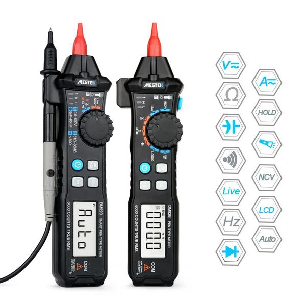 

multimeters mestek digital multimeter 6000 counts pocket pen style auto range/smart ncv detection dc/ac voltage