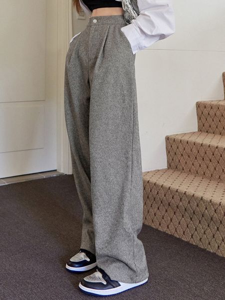 

dazy high waist fold pleated pants a0pb#, Black;white