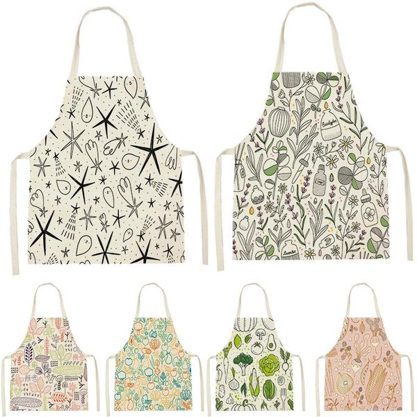 

aprons 1 pcs garden vegetable print sleeveless apron children's cleaning home men's and women's kitchen waist bib anti-foulin