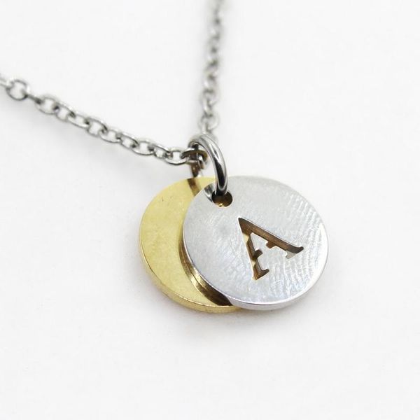

pendant necklaces stainless steel alphabet a 10pcs initial necklace women men jewelry round coin letter, Silver