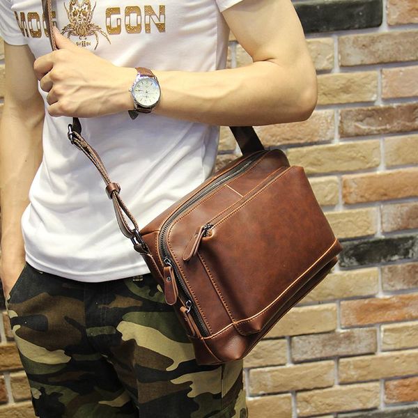 

cross body handbag business briefcase school satchel small multifunction crazy horse leather men single shoulder crossbody bag