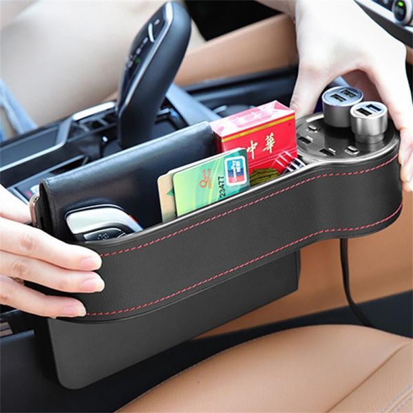 

car organizer seat crevice storage box gap slit pocket catcher universal usb card phone holder