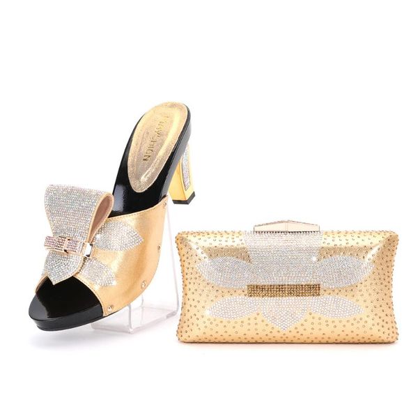 

slippers 2021 african nigerian italian women's bag matching wedding shoes diamond flat, Black
