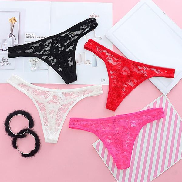 

women's panties transparent underwear woman lace thong g string bow briefs lingerie t-back female low waist, Black;pink