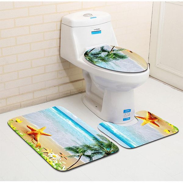

bathroom floor mat toilet three-piece 3d absorbent non-slip carpet50*80cm seat covers