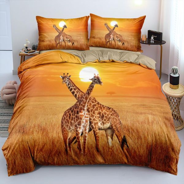 

bedding sets giraffe comforter covers 3d animal quilt cover set pillow cases king  super twin full size 180*200cm camel bedclothes