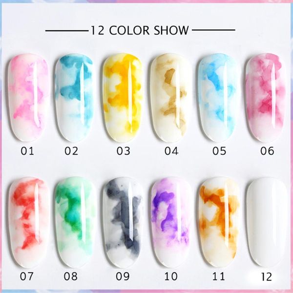 

nail art kits 12pcs 15ml watercolor ink polish blooming gel smoke effect smudge bubble diy varnish manicure accessories