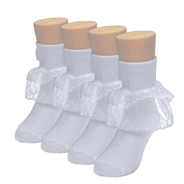 

socks 5 pairs kids cotton mesh cute pure white breathable double layers lace frill young girls dancing, Pink;yellow