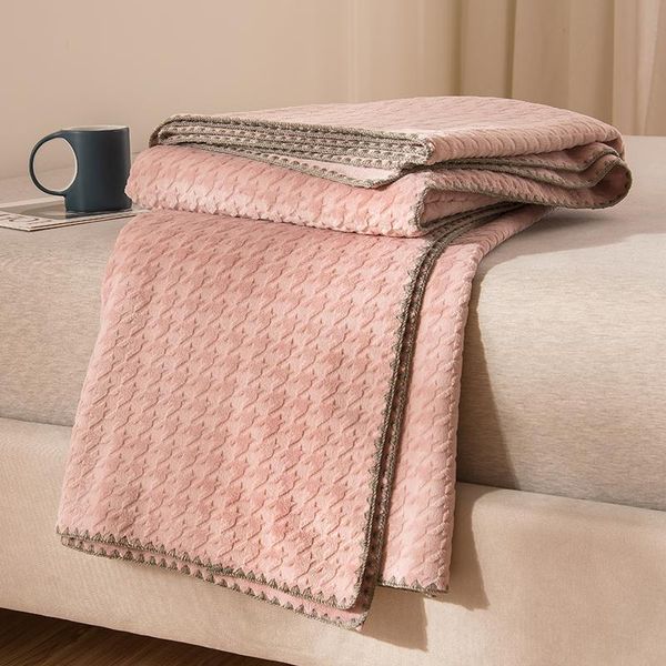 

blankets class a double waffle milk fleece blanket coral summer thin single office nap 6 colors available