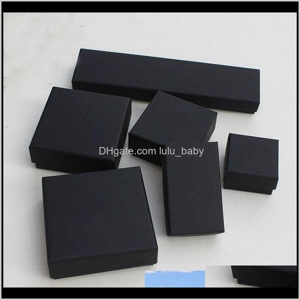 

packaging display drop delivery 2021 jewelry and retail boxes black kraft packing bracelet necklace ring & ear nail box christmas year gift, Black;white
