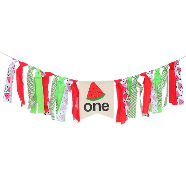 

party decoration watermelon design banner hanging colorful flag for birthday