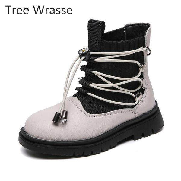 

boots girls leather short 2021 season soft-soled high-non-slip children' shoes fashion, Black;grey
