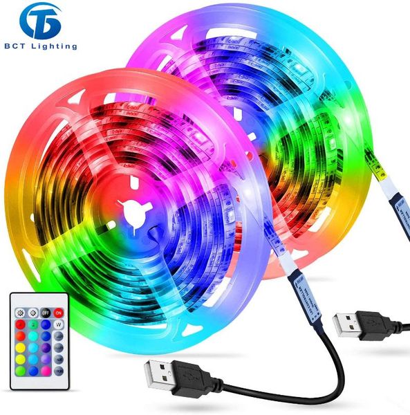 

strips led strip light flexible lamp 1m 2m 3m 4m 5m tape diode smd 2835 dc5v 24key desk screen tv background lighting usb cable contron