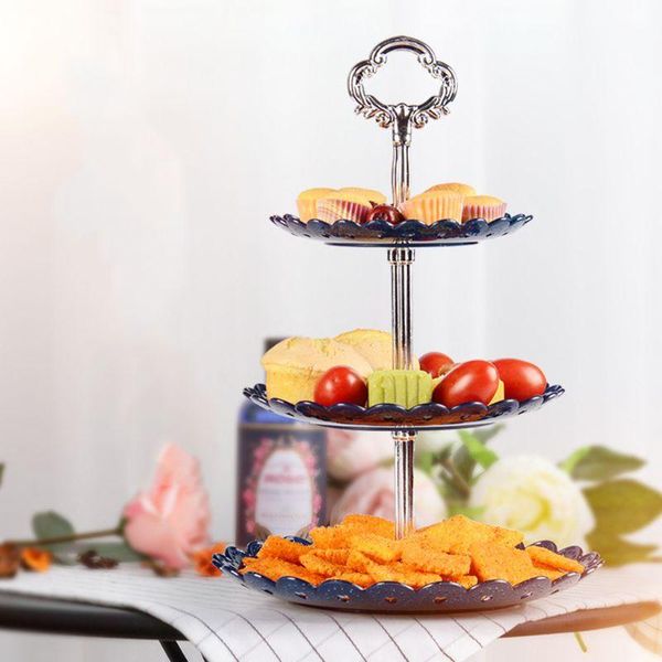 

dishes & plates 3 tier wedding birthday party cake plate afternoon tea dessert stand tray fruit display tower