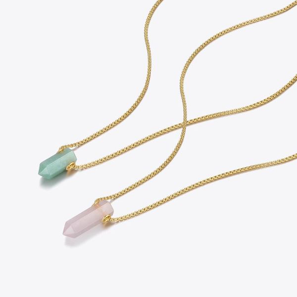 

pendant necklaces enfashion kpop pink stone necklace for women green stainless steel collier fashion jewelry choker gifts p3259, Silver