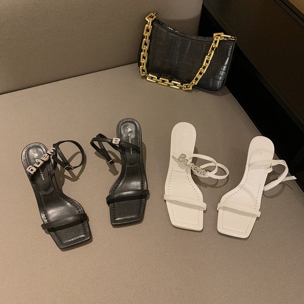 

sandals summer sandals women's black one line buckle fashion high heels shoes thin heel versatile oq6o